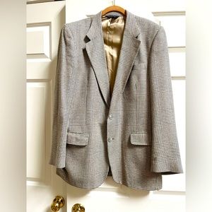 Vintage Burberry Houndstooth Suit Blazer Sport Coat 42L Wool, exc. condition